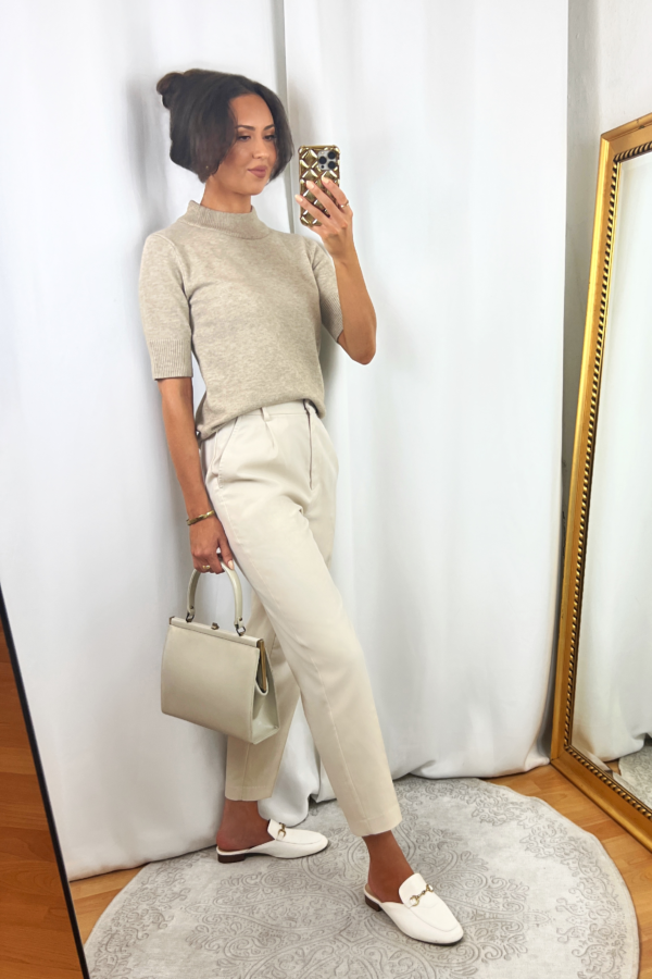Beige Short Sleeve Shirt Outfit